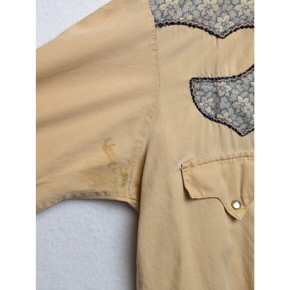 Vintage Unbranded Peach and Blue Western Shirt Size S(?) - Picture 6 of 11
